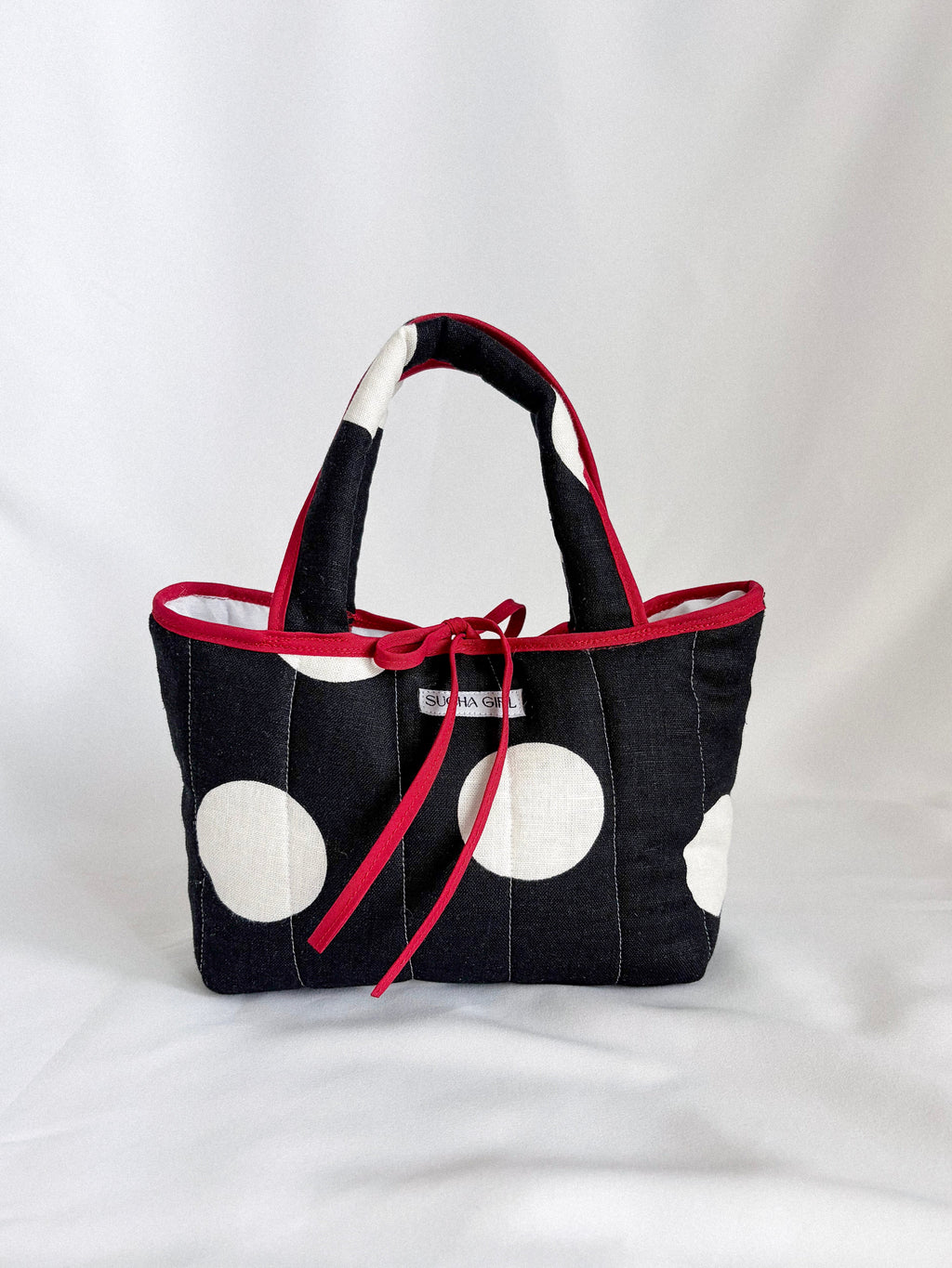 Small Tote - White Polka