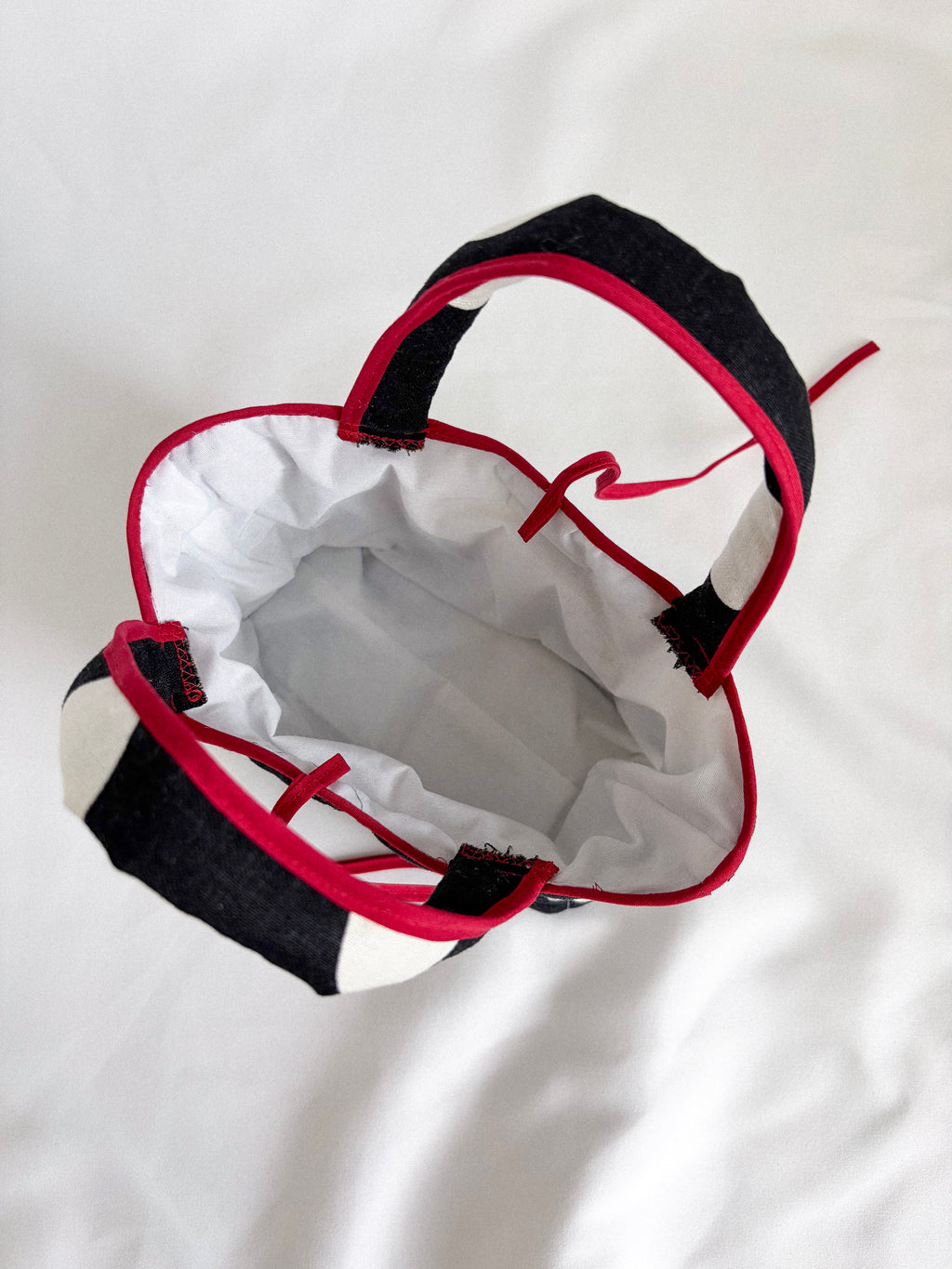 Small Tote - White Polka