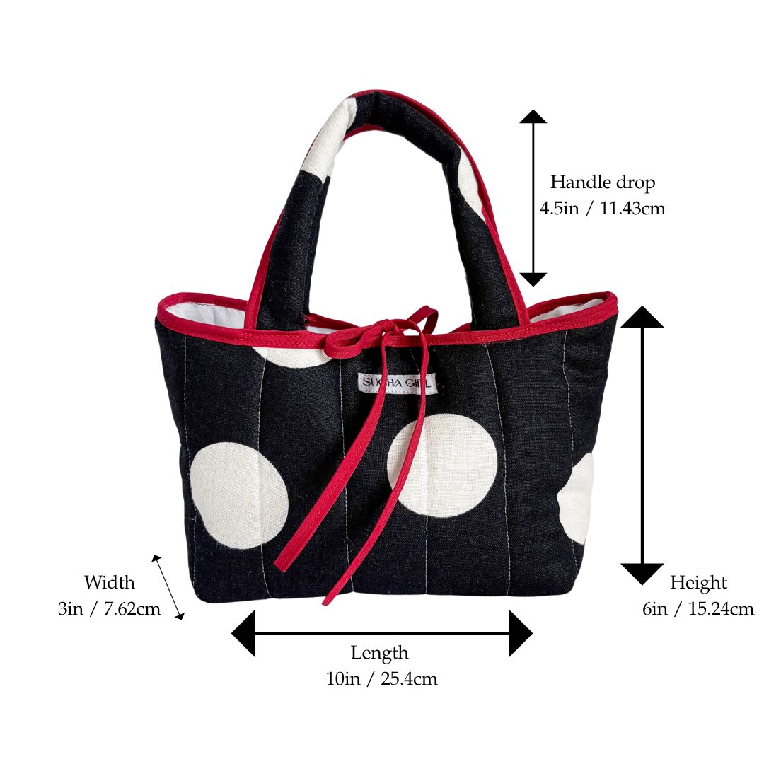 Small Tote - White Polka